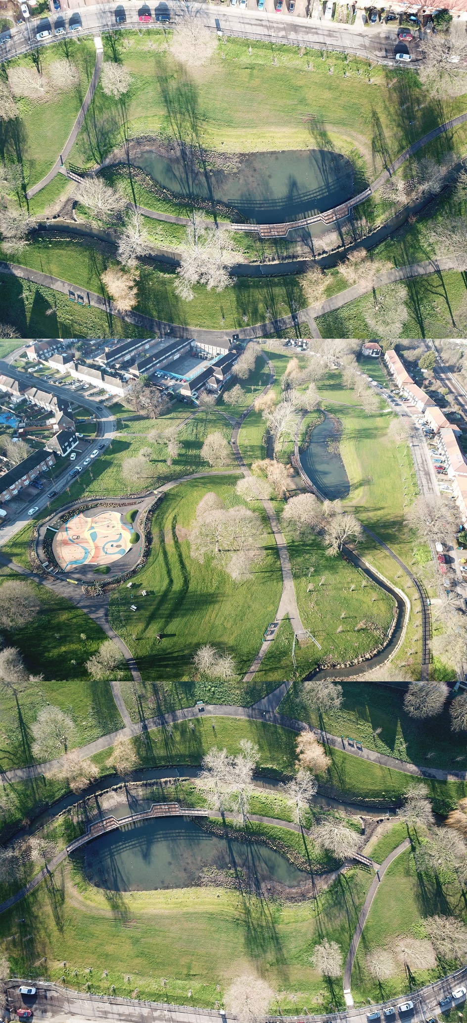 The new wetland area in Silkstream Park will fill with water whenever the Silk Stream Brook bursts its banks, reducing the risk of flooding to nearby properties during heavy rain.