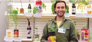 Image of upcycled pots used for potting and growing plants