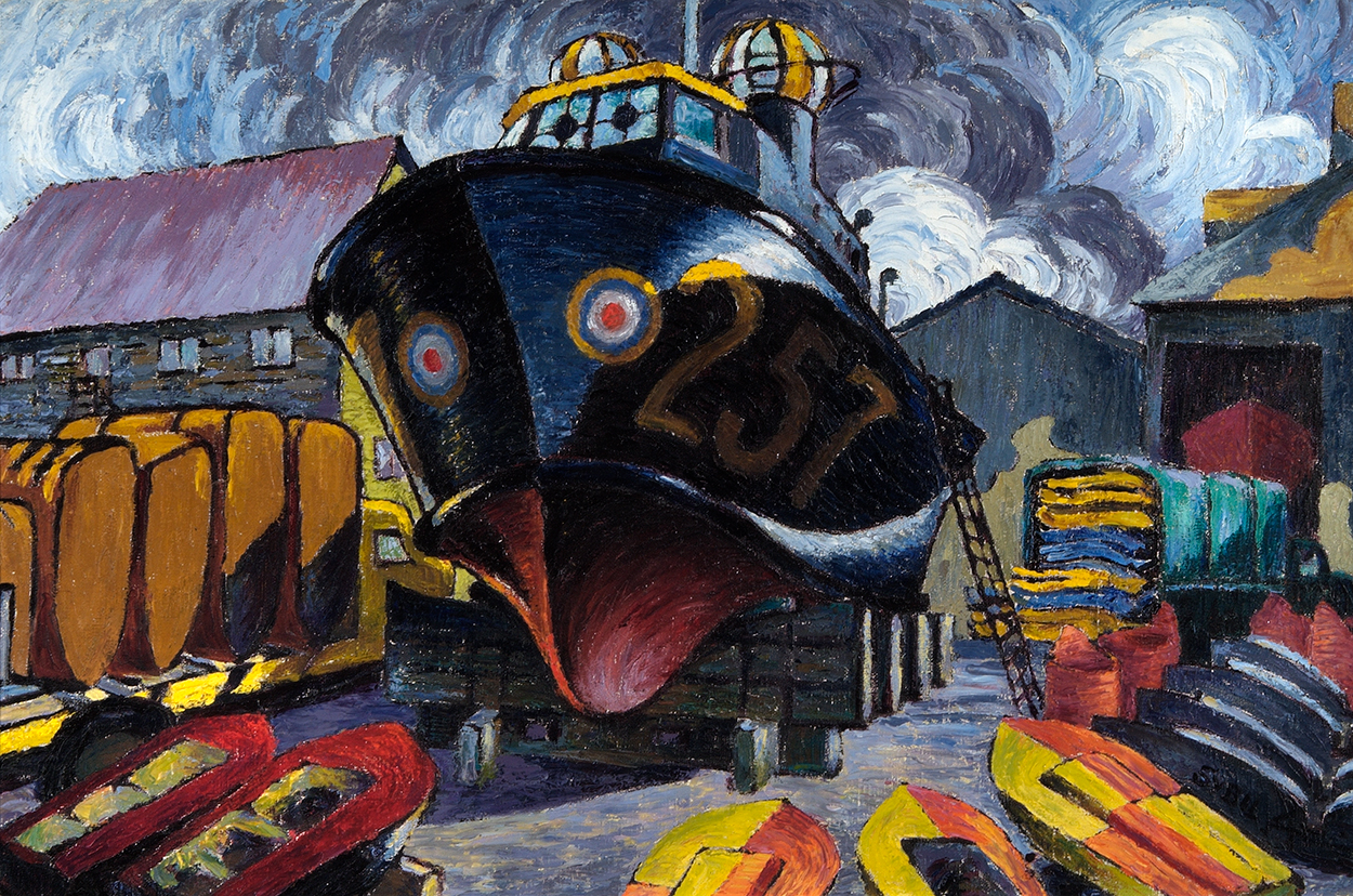 Air Sea Rescue Launch by Sybil Andrews oil on canvas c1943