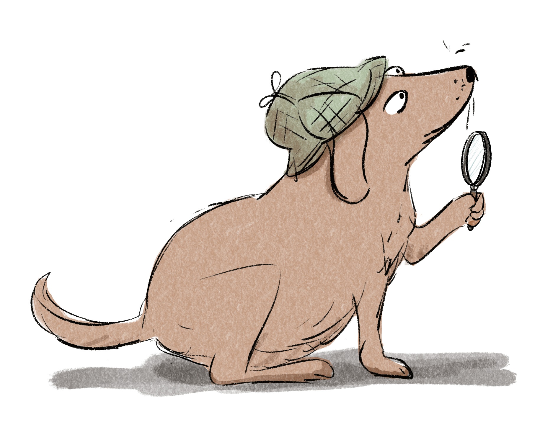 Detective Woof with magnifying glass