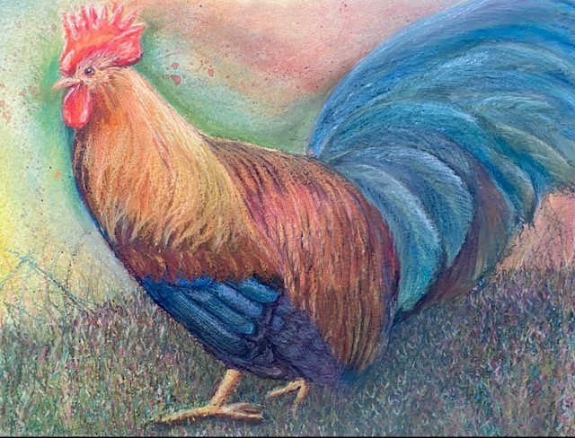 Images of a rooster in pastels