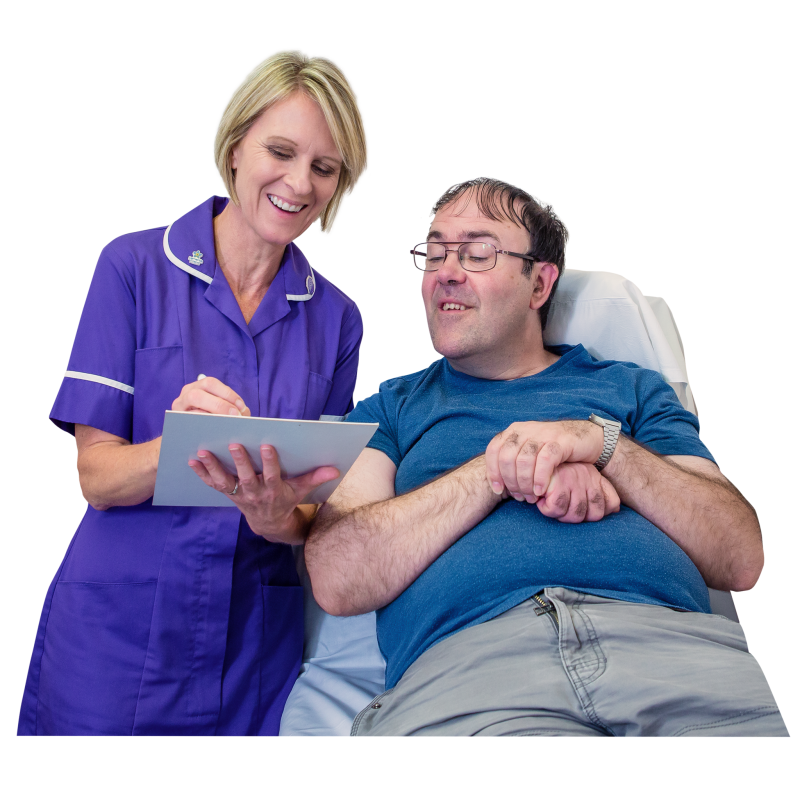 nurse talking to patient