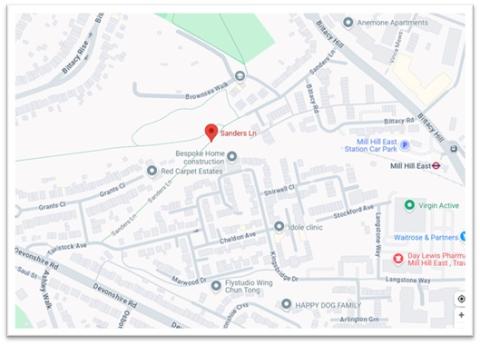 Sanders Lane Bridge map