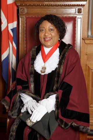 Photo of Councillor David in full Deputy Mayoral regalia