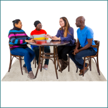 People having a meeting around a desk