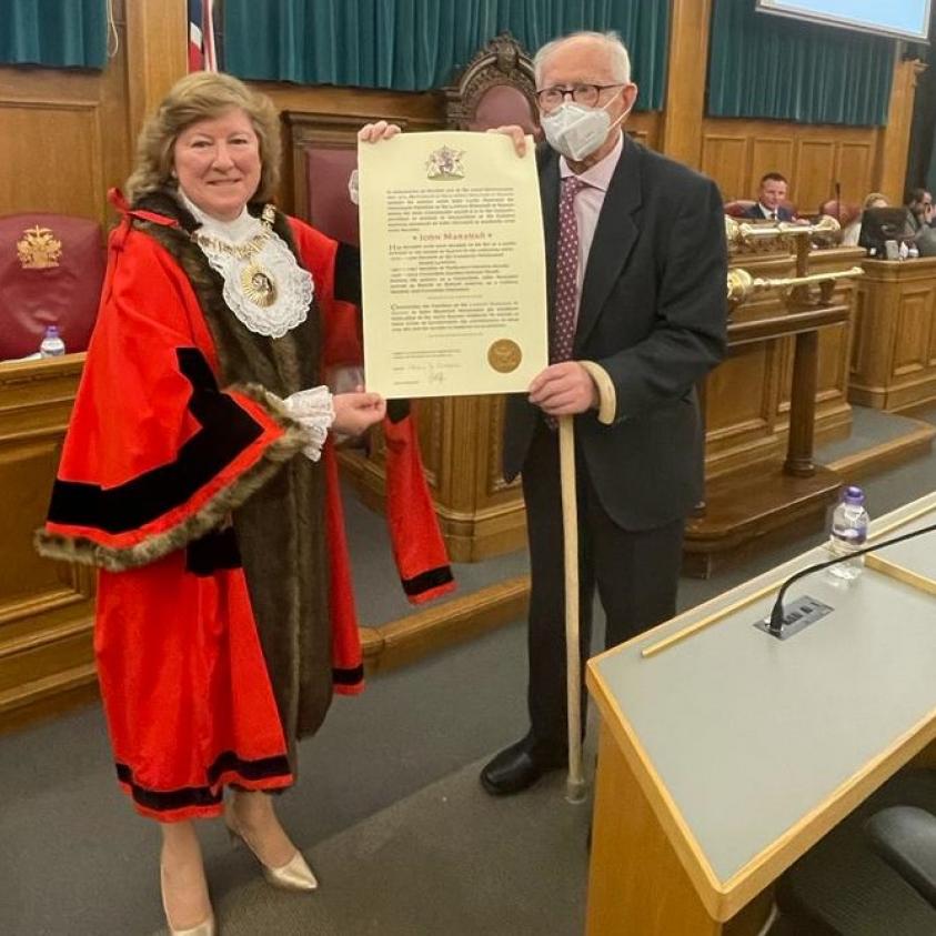 Cllr John Marshall Receiving Freedom of the Borough