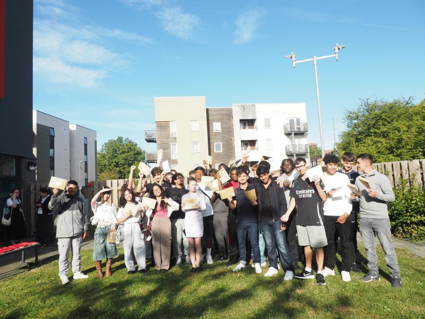 The students of St James’ Catholic High School in Colindale celebrate their A-level and vocational results