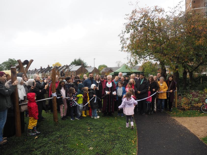 The Deputy Mayor of Barnet, Cllr Danny Rich, opens the Market Place Playground in East Finchley