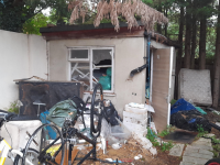 Garden filled with rubbish