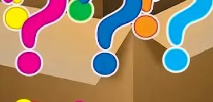 Brown cardboard box superimposed with colourful question marks and the word 'Craft' in bright letters